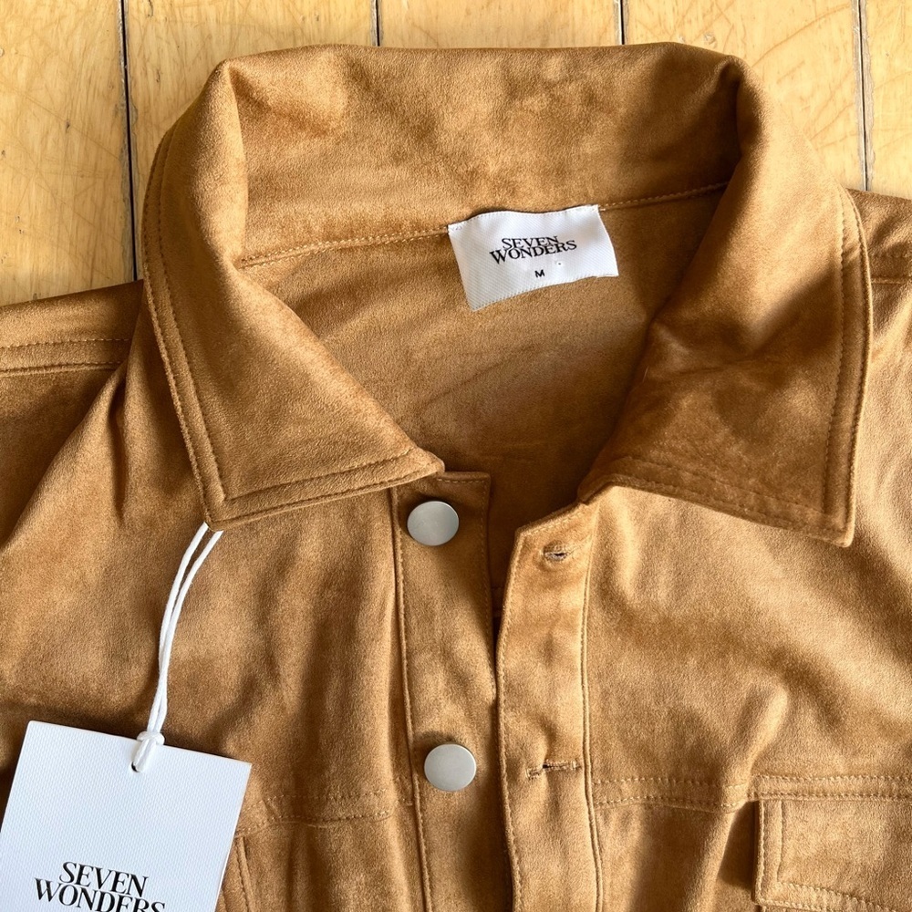 Seven Wonders Monah Suede Jacket & Mini Skirt Set – Ochre Brown, Size Medium NWT - Picture 5 of 12
